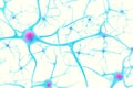 Neurons in the brain on white background with focus effect. 3d illustration Royalty Free Stock Photo