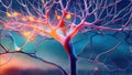 Neurons cells concept showing neurons firing and neural extensions