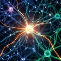 Neurons with a glowing center symbolizing neural activity. The Royalty Free Stock Photo