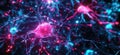 Neurons with glowing synapses and vibrant connections, showcasing intricate neural networks and communication pathways
