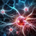 Neurons and nervous system Nerve cells background with copy space Neuron system complex model net structure nerve