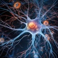 Neurons and nervous system Nerve cells background with copy space Neuron system complex model net structure nerve
