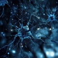 Neurons and synapses in a biological illustration of the nervous system structure and function