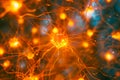 Neurons and synapses light up, illustrating neural activity within the human brain