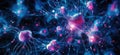 Neurons in vibrant colors showcasing synaptic connections and neural activity, representing brain function and