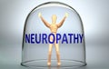 Neuropathy can separate a person from the world and lock in an isolation that limits - pictured as a human figure locked inside a