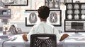 Neuroscientist analyzing brain scans using advanced computer technology Royalty Free Stock Photo
