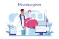 Neurosurgeon concept. Doctor examine and treat human brain