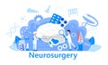 Neurosurgery concept vector. Multiple sclerosis awareness month event. Anatomical science of brain and senses diseases for website
