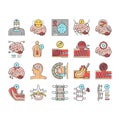 Neurosurgery Medical Treatment Icons Set Vector .