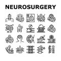 Neurosurgery Medical Treatment Icons Set Vector