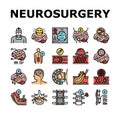 Neurosurgery Medical Treatment Icons Set Vector