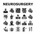 Neurosurgery Medical Treatment Icons Set Vector