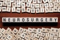 Neurosurgery word concept on cubes