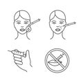 Neurotoxin injection linear icons set