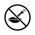 Neurotoxin lips injection prohibition glyph icon