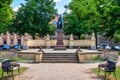 Neuruppin, Germany - Schinkel monument from 1883 on the church square Kirchplatz