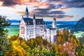 Neuschwanstein, Bavaria - Famous bavarian fairytale castle autumn landscape in Alps, Germany Royalty Free Stock Photo