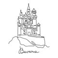 Neuschwanstein Castle continuous line vector illustration Royalty Free Stock Photo