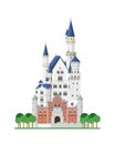Neuschwanstein Castle Bavaria, Germany. Isolated on white background vector illustration Royalty Free Stock Photo