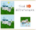Neuschwanstein Castle. Game for kids: find ten differences