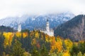 Neuschwanstein castle in Germany in autumn