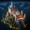 Neuschwanstein Castle Germany fairytalelike 3D isometric view of Neuschwanstein Castle AI GENERATED