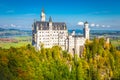 Neuschwanstein castle at golden autumn in Bavarian Alps, Germany