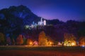 Neuschwanstein Castle view at night near Fussen - Schwangau, Bavaria, Germany