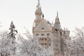 Neuschwanstein Castle in winter landscape