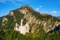 Neuschwanstein Fairytale Castle near Fussen, Bavaria, Germany. View of famous Neuschwanstein Castle. Location: village of Royalty Free Stock Photo