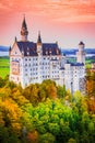 Neuschwanstein, Germany. Famous bavarian fairytale castle, autumn in Fussen, Bayern Royalty Free Stock Photo