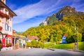 Neuschwanstein, Germany - Schwangau charming town, beautiful autumn colors, fairytale Bavaria Alps