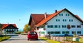 Neuschwanstein on the way to Germany, the blue sky and white clouds are good weather Royalty Free Stock Photo