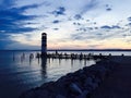 Neusiedl see in Austria with lighthouse. Royalty Free Stock Photo