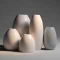 Neutral background. The vases exhibit smooth, matte surfaces with soft Royalty Free Stock Photo