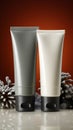 Neutral elegance Unbranded blank skincare packaging on a fresh background for female and male