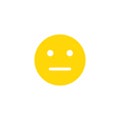 Neutral emoji anthropomorphic face. Yellow smile isolated on a white background.