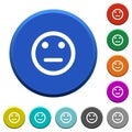 Neutral emoticon beveled buttons