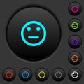 Neutral emoticon dark push buttons with color icons