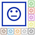 Neutral emoticon framed flat icons