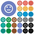 Neutral emoticon round flat multi colored icons