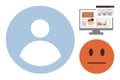 User evaluation concept with analytics dashboard and neutral emoticon for feedback assessment Royalty Free Stock Photo