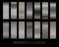 Neutral gradients set vector. Bronze gradients color collection of metal beige vector colors. Color set. Neutral palette