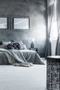 Neutral gray bedroom interior design