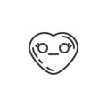 Neutral heart face emoji line icon