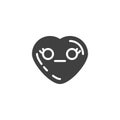Neutral heart face emoji vector icon