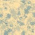 Neutral light blue yellow seamless abstract texture. Modern coastal living all over print. Irregular soft furnishing