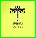 Neutral logotype dragonfly with under logo inscription DRAGONFLY COFFEE