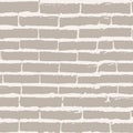 Neutral vector irregular brick wall seamless pattern background. Beige ecru grunge vintage stone wall backdrop. Hand